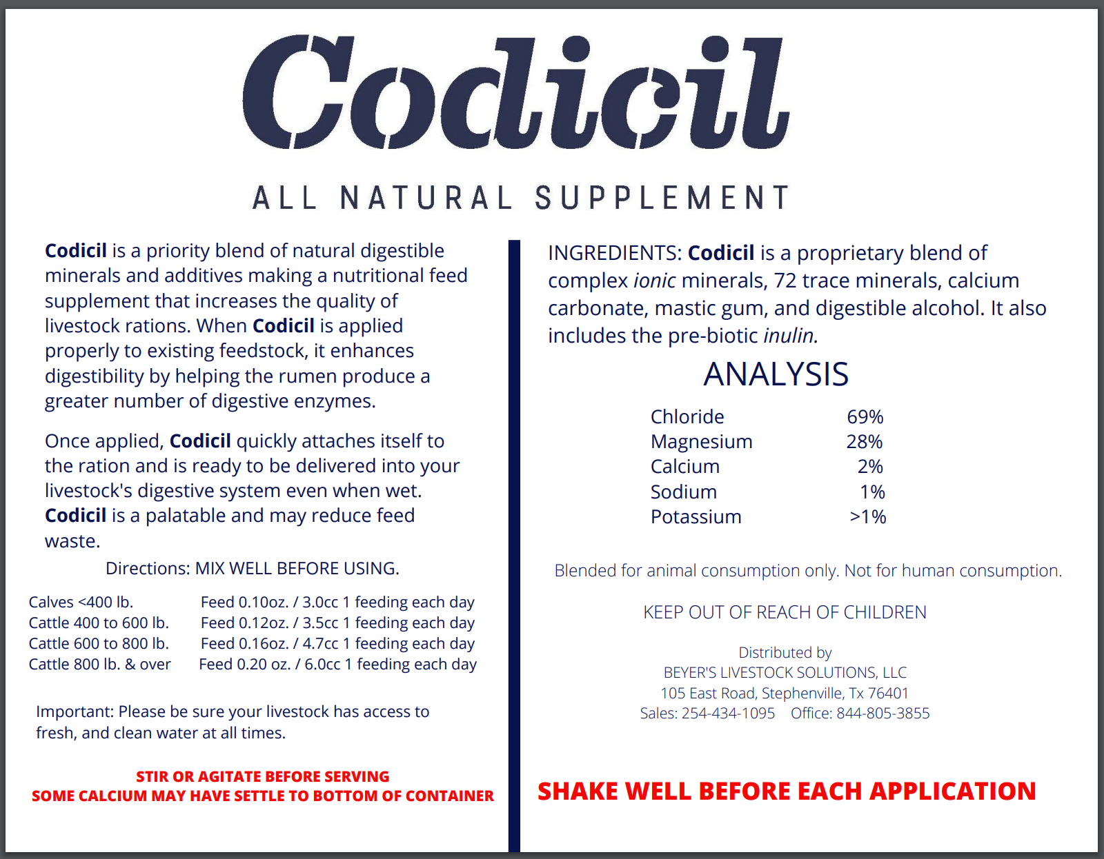 Codicil® - All Natural Feed Supplement